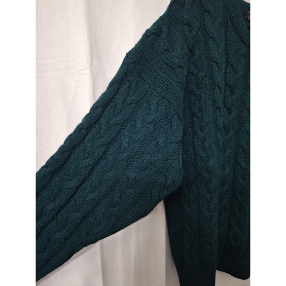 VTG Eddie Bauer Wool Cable Knit Fisherman Sweater Womens XL Crewneck Preppy 90s - Picture 6 of 8